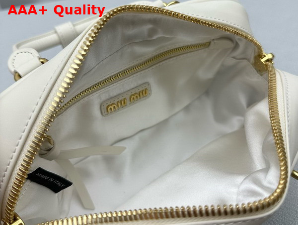 Miu Miu Small Arcadie Leather Bag in White 5BB142 Replica