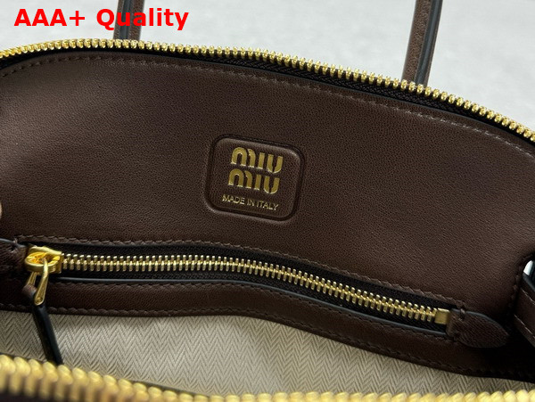 Miu Miu Small Aventure Nappa Leather Top Handle Bag in Briarwood 5BB169 Replica