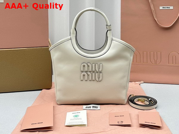 Miu Miu Small IVY Leather Bag in Chalk White Replica