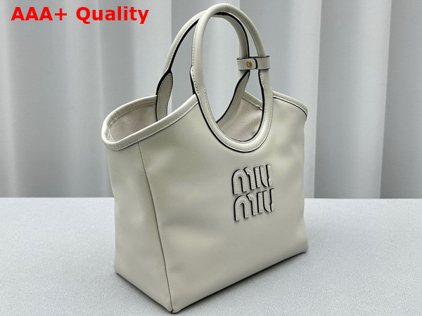 Miu Miu Small IVY Leather Bag in Chalk White Replica