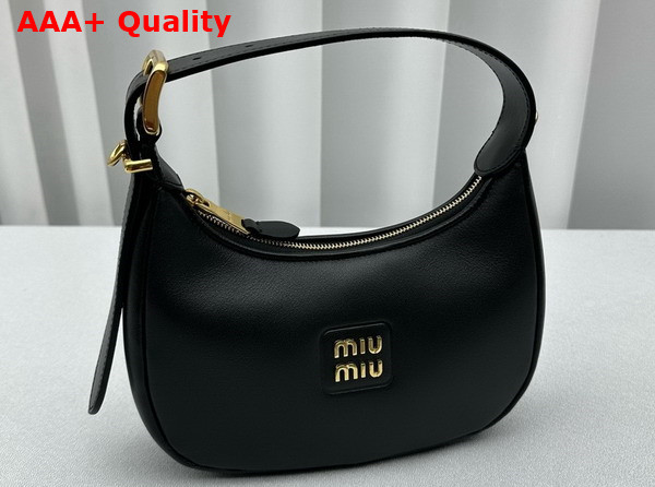 Miu Miu Small Leather Hobo Bag in Black 5BC161 Replica