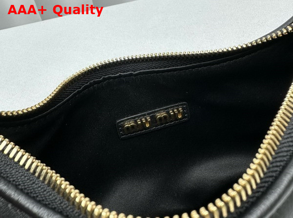 Miu Miu Small Leather Hobo Bag in Black 5BC161 Replica