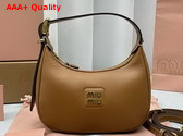 Miu Miu Small Leather Hobo Bag in Caramel 5BC161 Replica