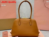 Miu Miu Small Leather Top Handle Bag in Cognac 5BA290 Replica