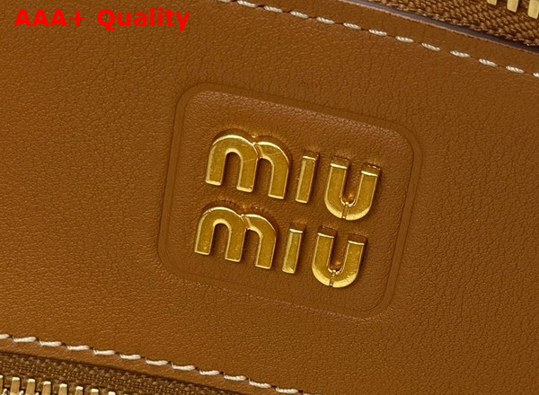 Miu Miu Small Leather Top Handle Bag in Cognac 5BA290 Replica