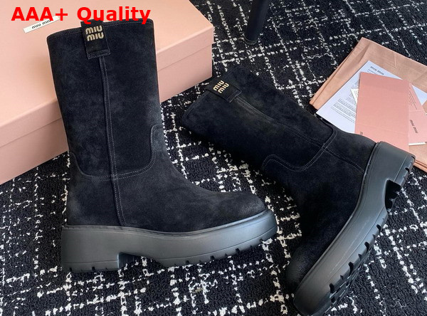 Miu Miu Suede Boots in Black 5U270E Replica