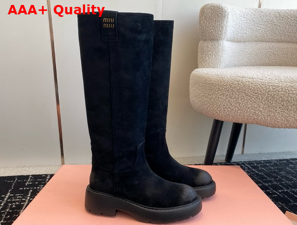 Miu Miu Suede Boots in Black 5W971D Replica