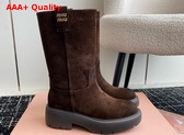 Miu Miu Suede Boots in Dark Brown 5U270E Replica