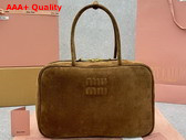 Miu Miu Suede Leather Beau Bag in Cocoa Brown 5BB117 Replica