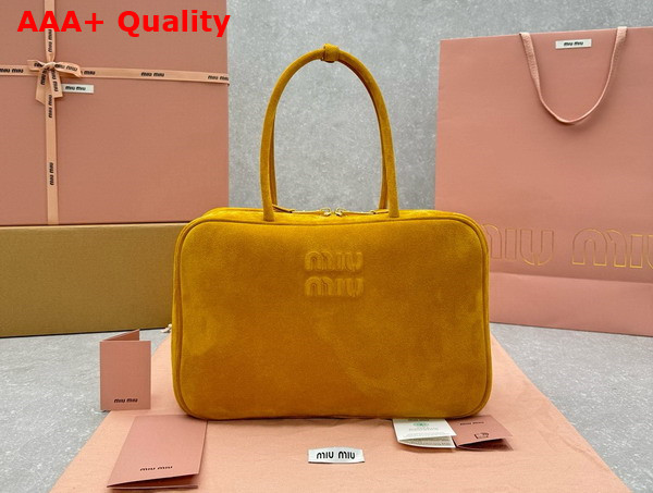 Miu Miu Suede Leather Beau Bag in Whiskey 5BB117 Replica