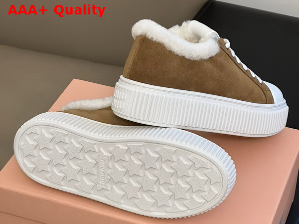 Miu Miu Suede Sneakers in Ecru with Shearling Lining 5E986D Replica