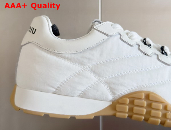 Miu Miu Tyre Technical Fabric and Leather Sneakers in Ivory 5E417E Replica