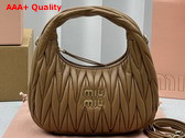 Miu Miu Wander Matelasse Nappa Leather Mini Hobo Bag in Caramel Replica