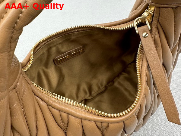 Miu Miu Wander Matelasse Nappa Leather Mini Hobo Bag in Caramel Replica