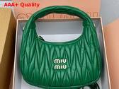 Miu Miu Wander Matelasse Nappa Leather Mini Hobo Bag in Green Replica