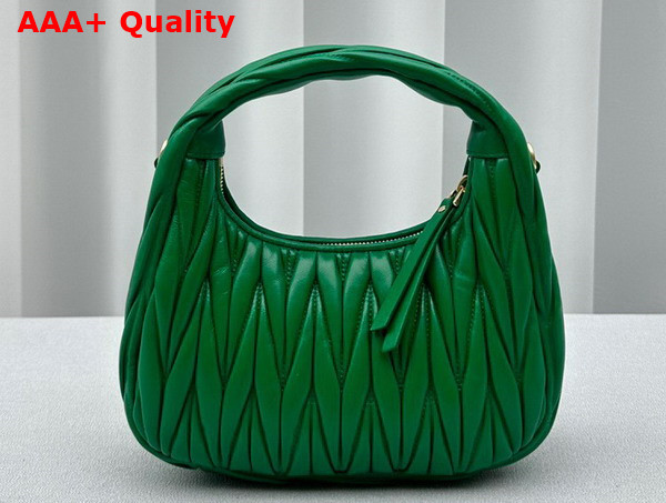 Miu Miu Wander Matelasse Nappa Leather Mini Hobo Bag in Green Replica