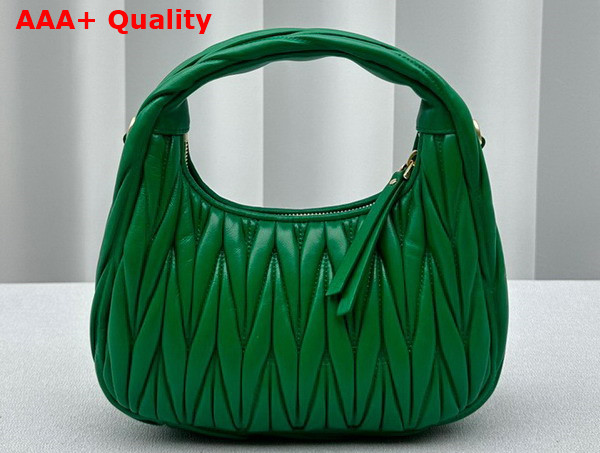 Miu Miu Wander Matelasse Nappa Leather Mini Hobo Bag in Green Replica