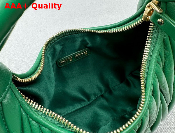 Miu Miu Wander Matelasse Nappa Leather Mini Hobo Bag in Green Replica