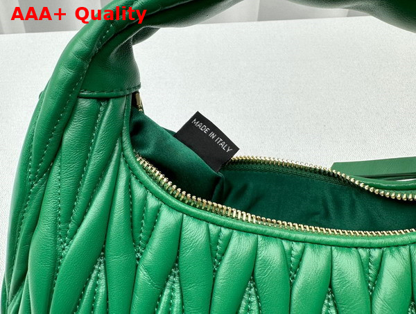 Miu Miu Wander Matelasse Nappa Leather Mini Hobo Bag in Green Replica