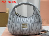 Miu Miu Wander Matelasse Nappa Leather Mini Hobo Bag in Light Grey Replica