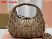 Miu Miu Wander Matelasse Nappa Leather Mini Hobo Bag in Sand Beige Replica