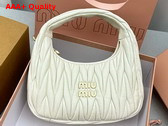 Miu Miu Wander Matelasse Nappa Leather Mini Hobo Bag in White Replica