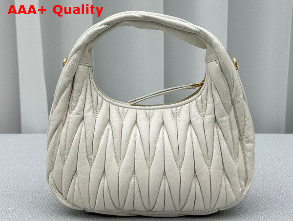 Miu Miu Wander Matelasse Nappa Leather Mini Hobo Bag in White Replica