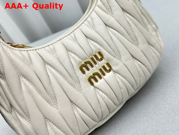 Miu Miu Wander Matelasse Nappa Leather Mini Hobo Bag in White Replica