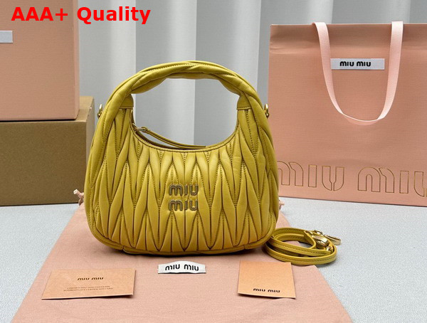 Miu Miu Wander Matelasse Nappa Leather Mini Hobo Bag in Yellow Replica