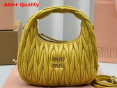 Miu Miu Wander Matelasse Nappa Leather Mini Hobo Bag in Yellow Replica