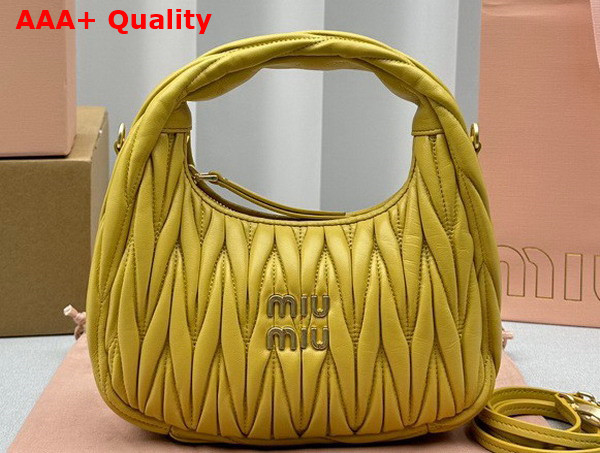 Miu Miu Wander Matelasse Nappa Leather Mini Hobo Bag in Yellow Replica