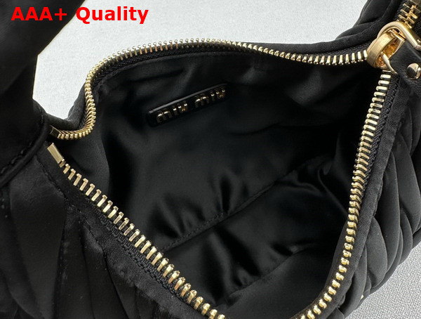 Miu Miu Wander Matelasse Satin Mini Hobo Bag in Black 5BC125 Replica