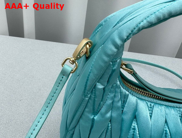 Miu Miu Wander Matelasse Satin Mini Hobo Bag in Light Blue Replica