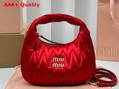 Miu Miu Wander Matelasse Satin Mini Hobo Bag in Red 5BC125 Replica