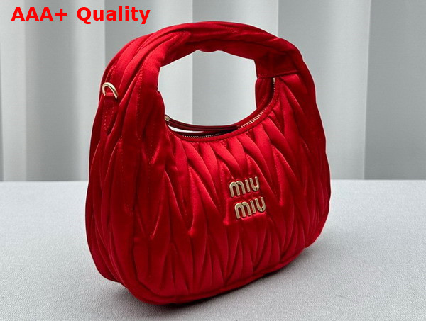 Miu Miu Wander Matelasse Satin Mini Hobo Bag in Red 5BC125 Replica