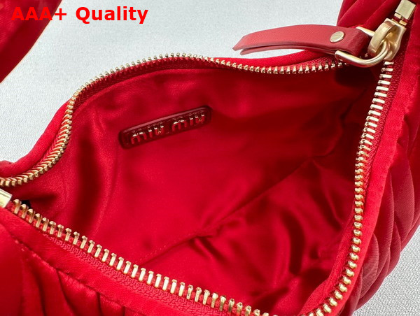 Miu Miu Wander Matelasse Satin Mini Hobo Bag in Red 5BC125 Replica