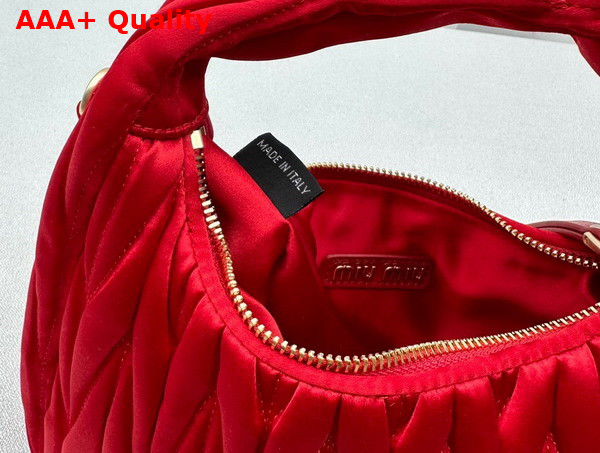 Miu Miu Wander Matelasse Satin Mini Hobo Bag in Red 5BC125 Replica