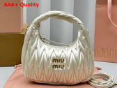 Miu Miu Wander Matelasse Satin Mini Hobo Bag in White 5BC125 Replica