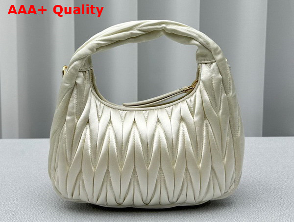 Miu Miu Wander Matelasse Satin Mini Hobo Bag in White 5BC125 Replica