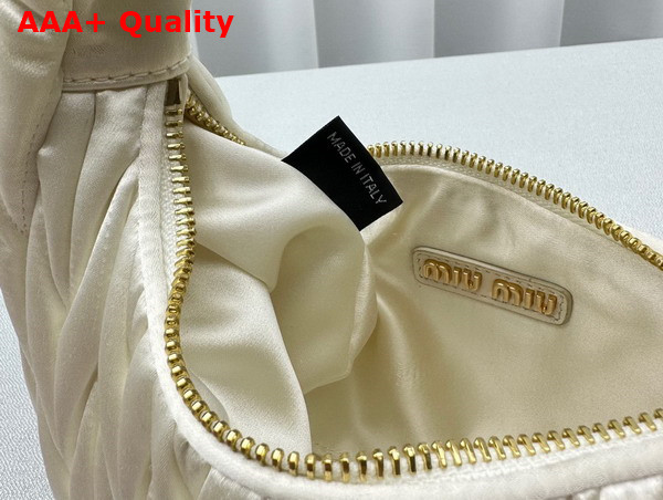 Miu Miu Wander Matelasse Satin Mini Hobo Bag in White 5BC125 Replica