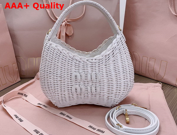 Miu Miu Wander Wicker Handbag in White Replica