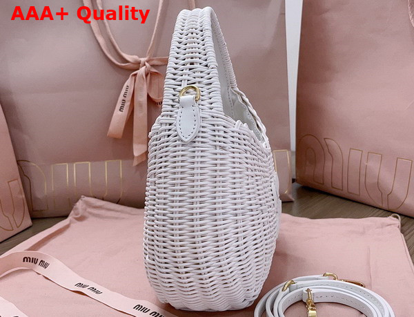 Miu Miu Wander Wicker Handbag in White Replica