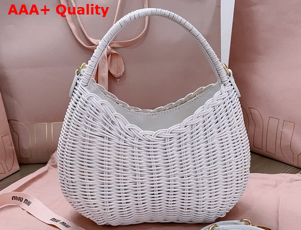 Miu Miu Wander Wicker Handbag in White Replica