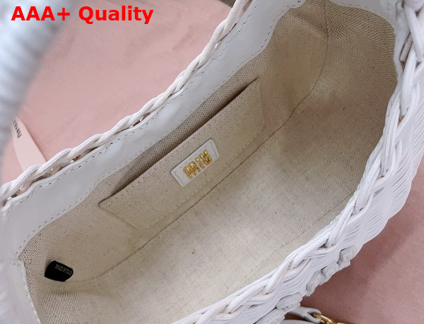 Miu Miu Wander Wicker Handbag in White Replica