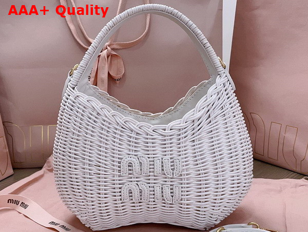 Miu Miu Wander Wicker Handbag in White Replica