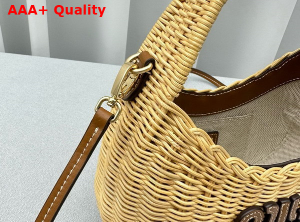 Miu Miu Wander Wicker Hobo Bag Tan Caramel 5BC125 Replica