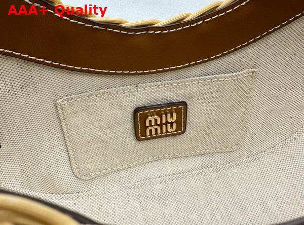 Miu Miu Wander Wicker Hobo Bag Tan Caramel 5BC125 Replica