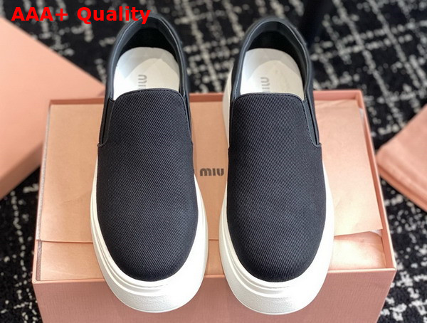 Miu Miu Washed Cotton Drill Sneakers in Black 5S152E Replica