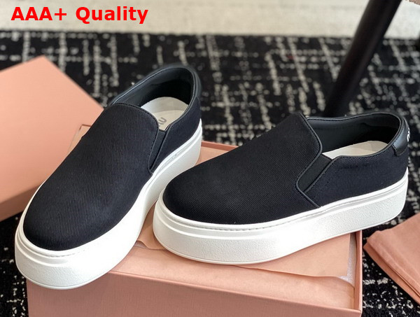 Miu Miu Washed Cotton Drill Sneakers in Black 5S152E Replica