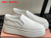Miu Miu Washed Cotton Drill Sneakers in White 5S152E Replica